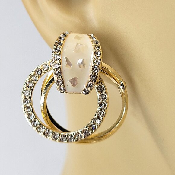 Gold Silver and Crystal Earrings - Picture 2 of 11